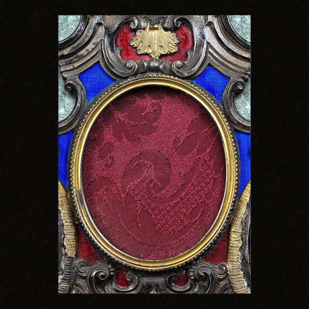 Cornice in Argento Con Parti in Vermeil e Smalto - Italia XX Secolo-photo-3